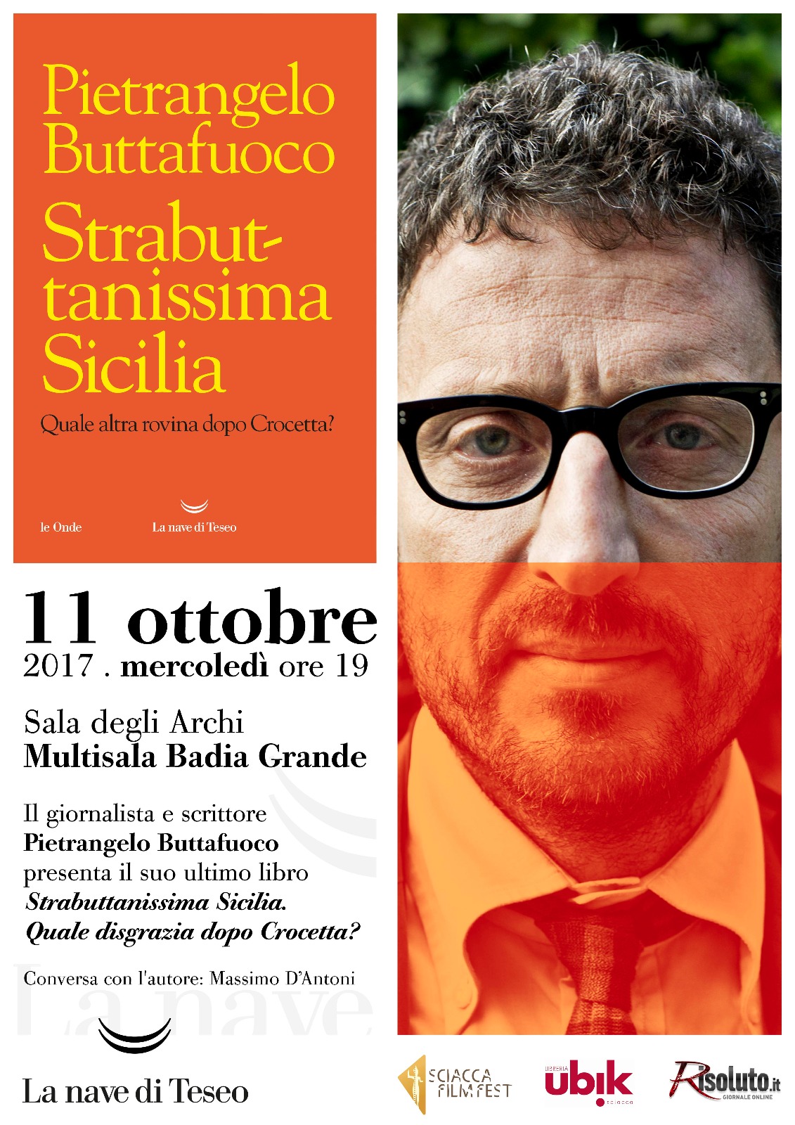 Torna a Sciacca Pietrangelo Buttafuoco. Questa sera alla Badia Grande presenterà "Strabuttanissima Sicilia"