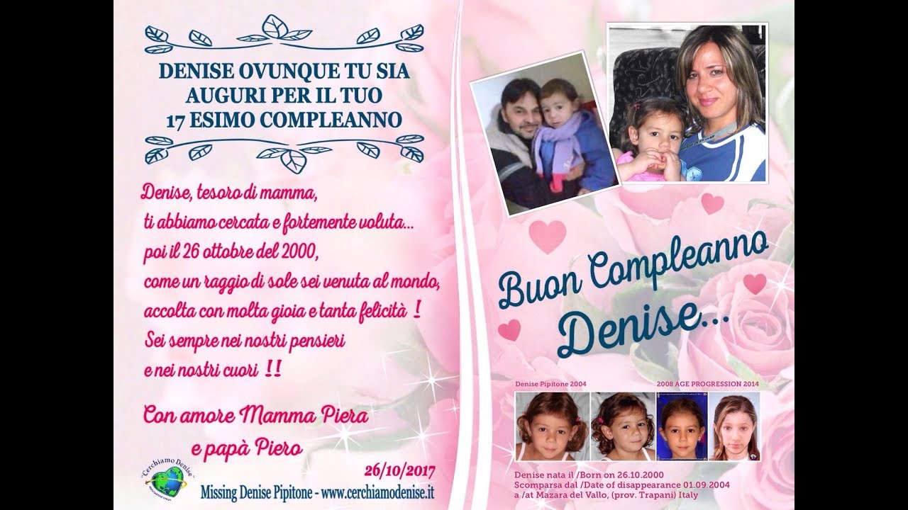 Denise Pipitone compie 17 anni, gli auguri della mamma che non ha mai perso la speranza