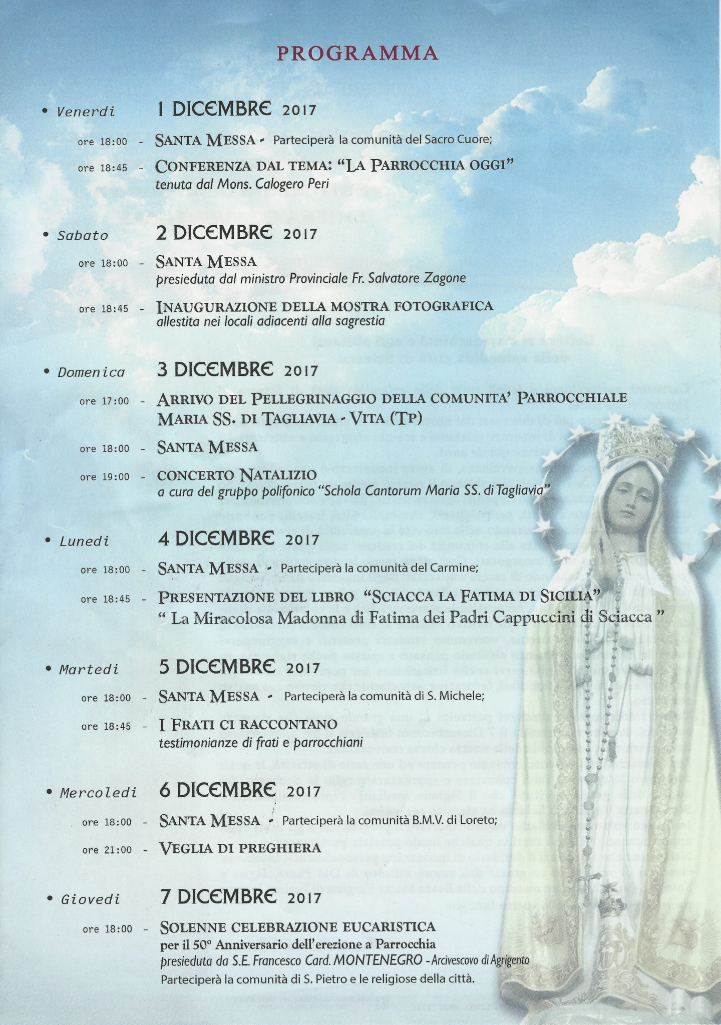 Al convento dei Cappuccini di Sciacca si festeggiano i 50 anni dell'erezione a parrocchia