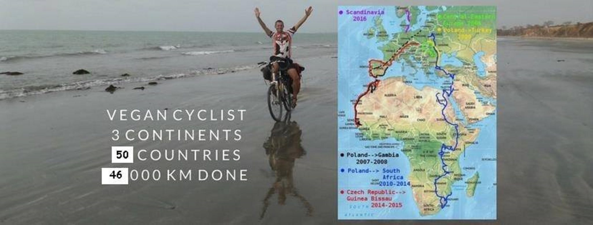 Stasera alle 22 al Posiviri la tappa saccense di Lukasz Ogonowski, polacco vegano che sta girando tre continenti in bicicletta
