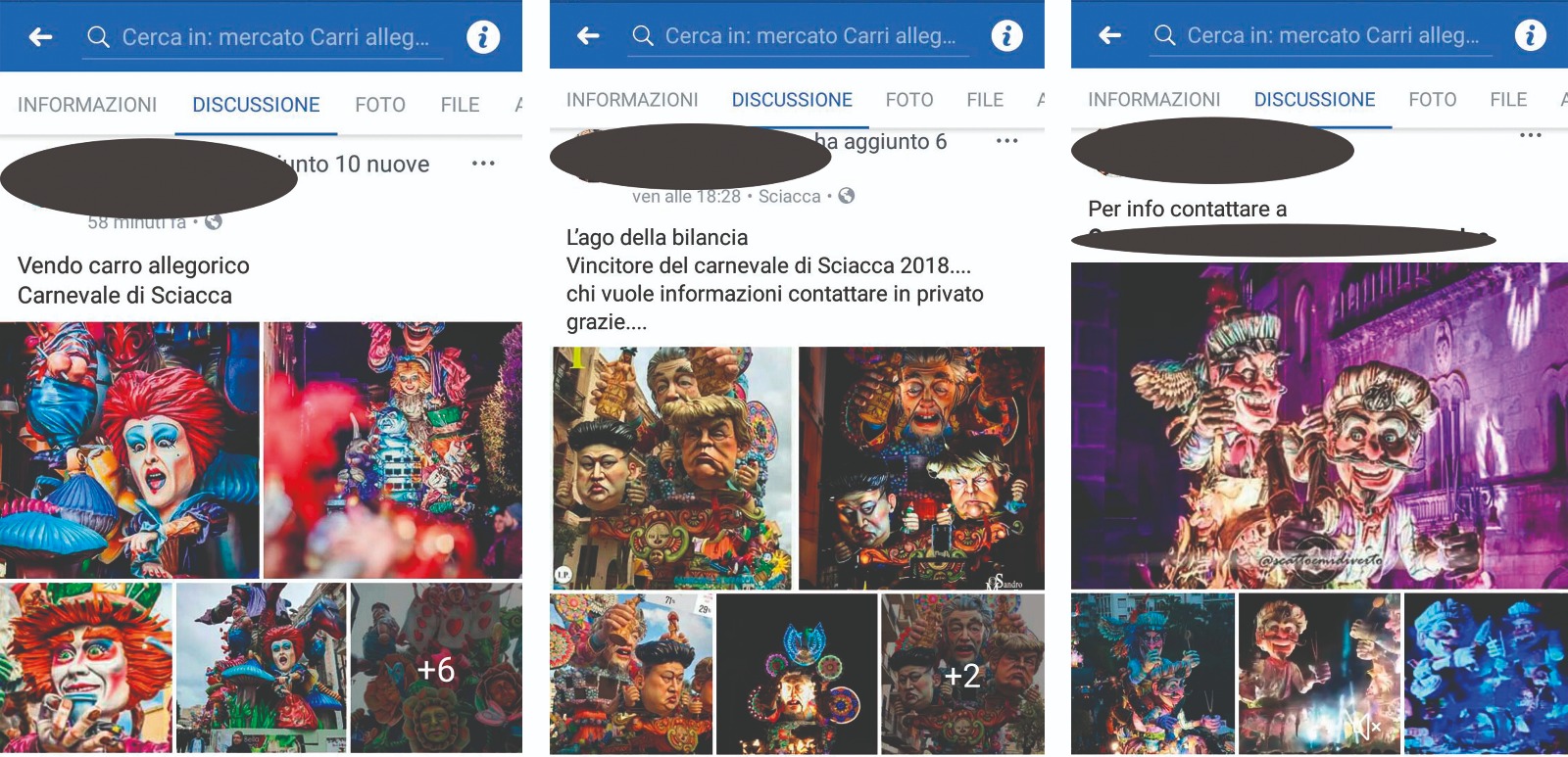 Iniziato il "carro-mercato" del Carnevale di Sciacca, opere in cartapesta in vendita