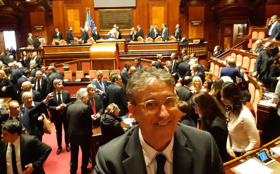 L'esordio di Rino Marinello a Palazzo Madama, su Facebook scrive: "Vi porto sempre con me"