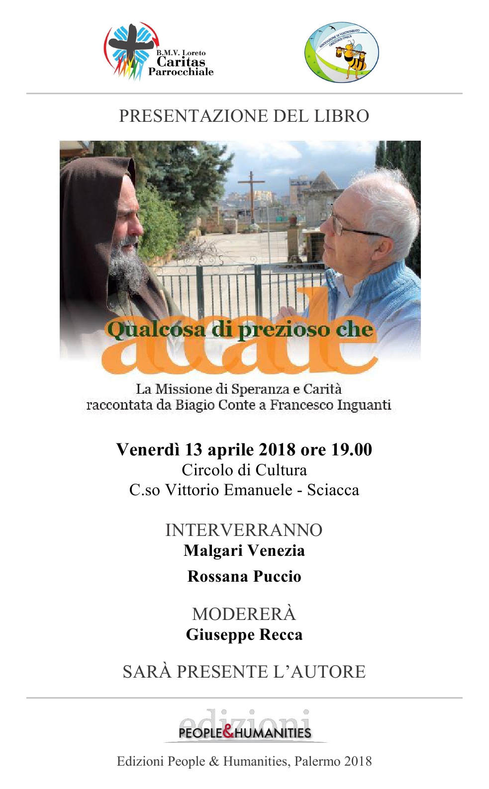 Stasera al Circolo di Cultura la presentazione del libro "Qualcosa di prezioso accade" dedicato a Biagio Conte