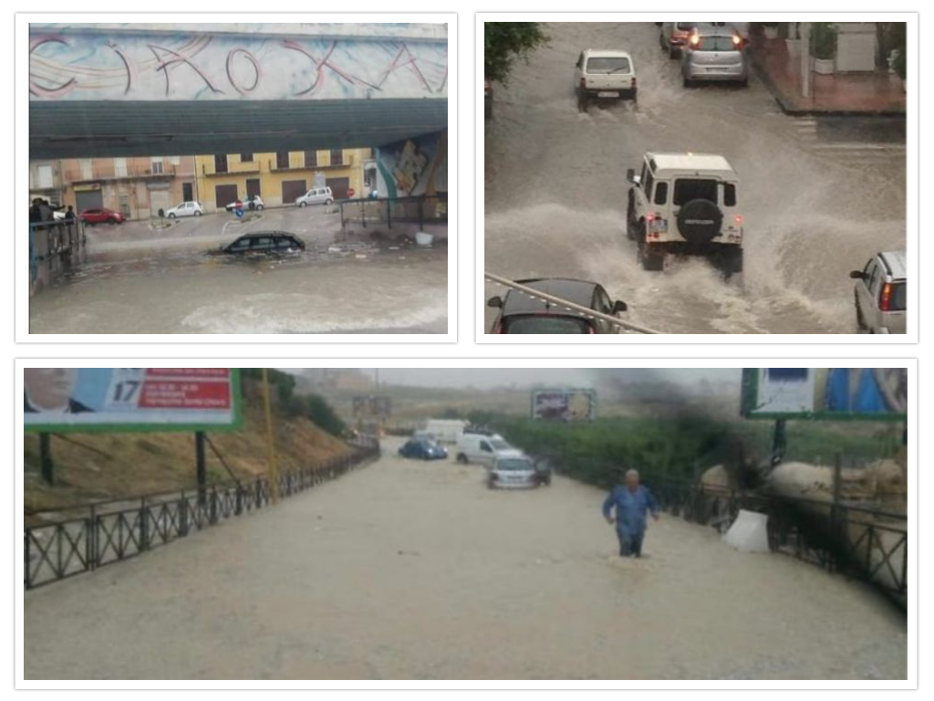 Bomba d'acqua si abbatte su Canicattì: disagi, allagamenti e auto sommerse
