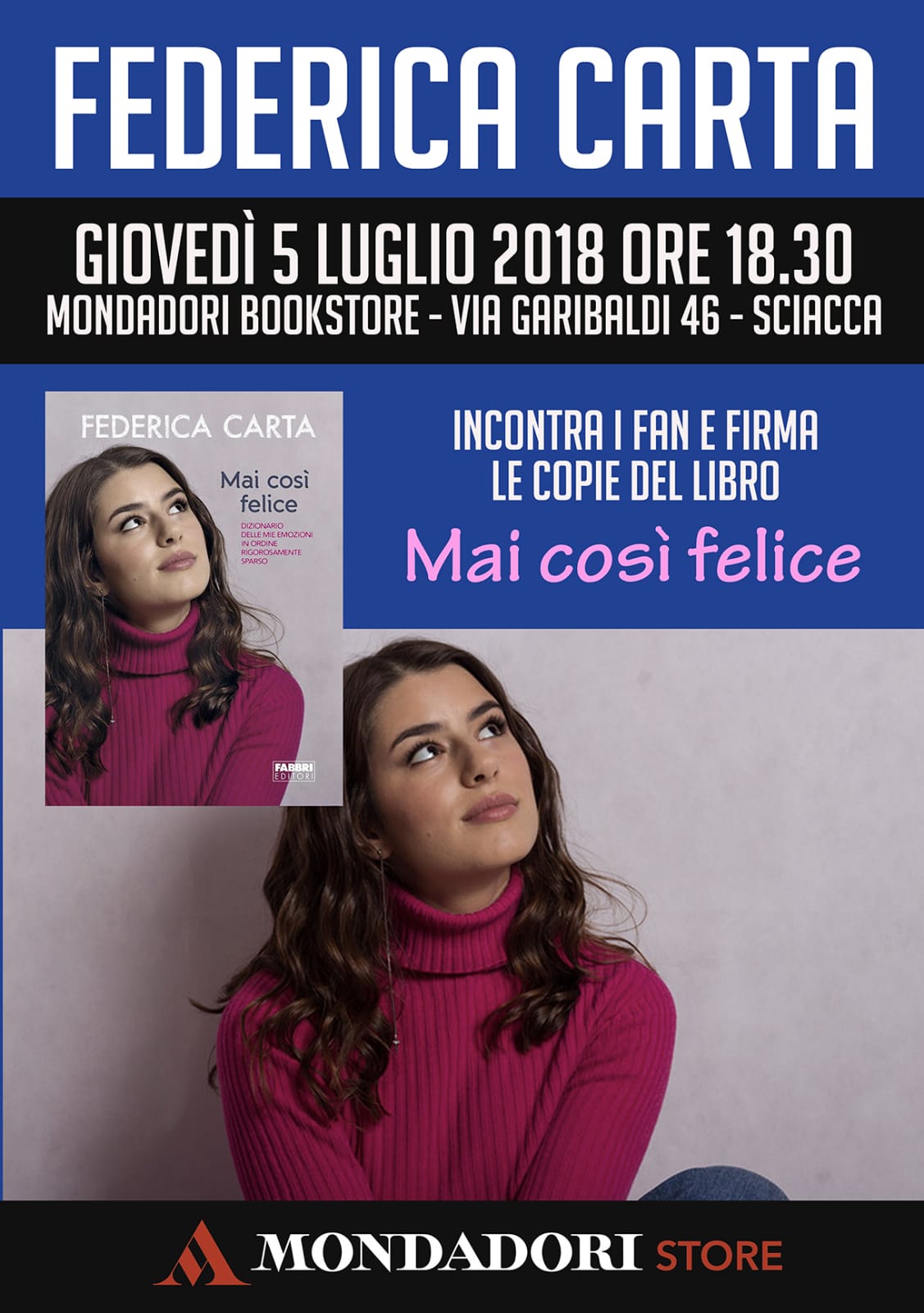 Firmacopie di Federica Carta, star di "Amici", alla libreria Mondadori