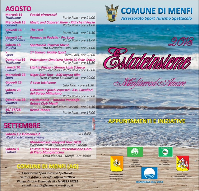 "Estateinsieme 2018”, pronto il programma dell'estate menfitana