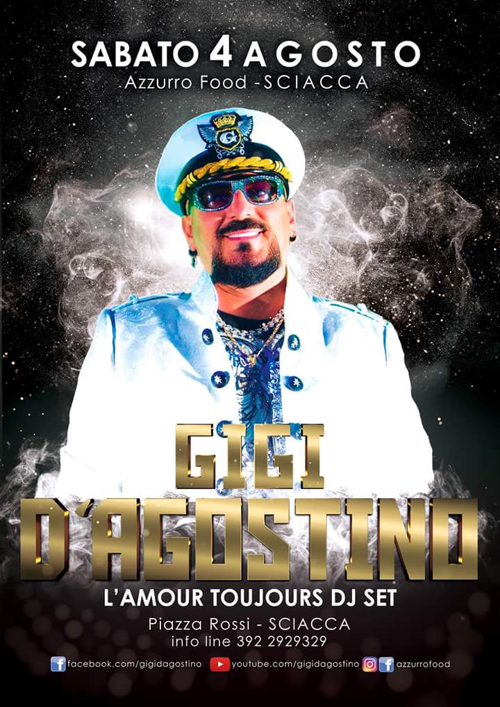 Azzurro Food annuncia ufficialmente il concerto di Gigi D'Agostino