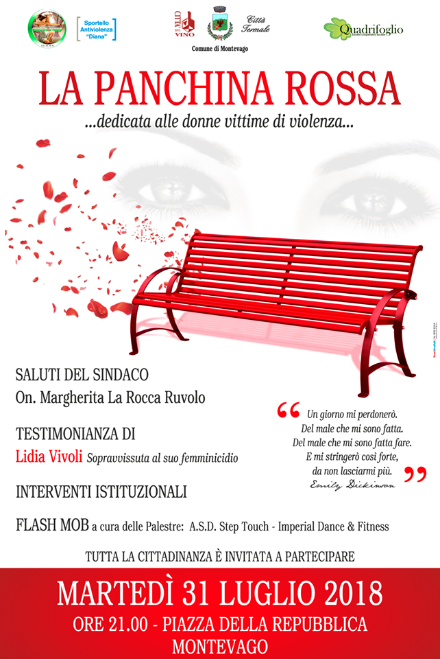 A Montevago una panchina rossa grazie allo Sportello Antiviolenza per tenere alta l'attenzione contro la violenza sulle donne