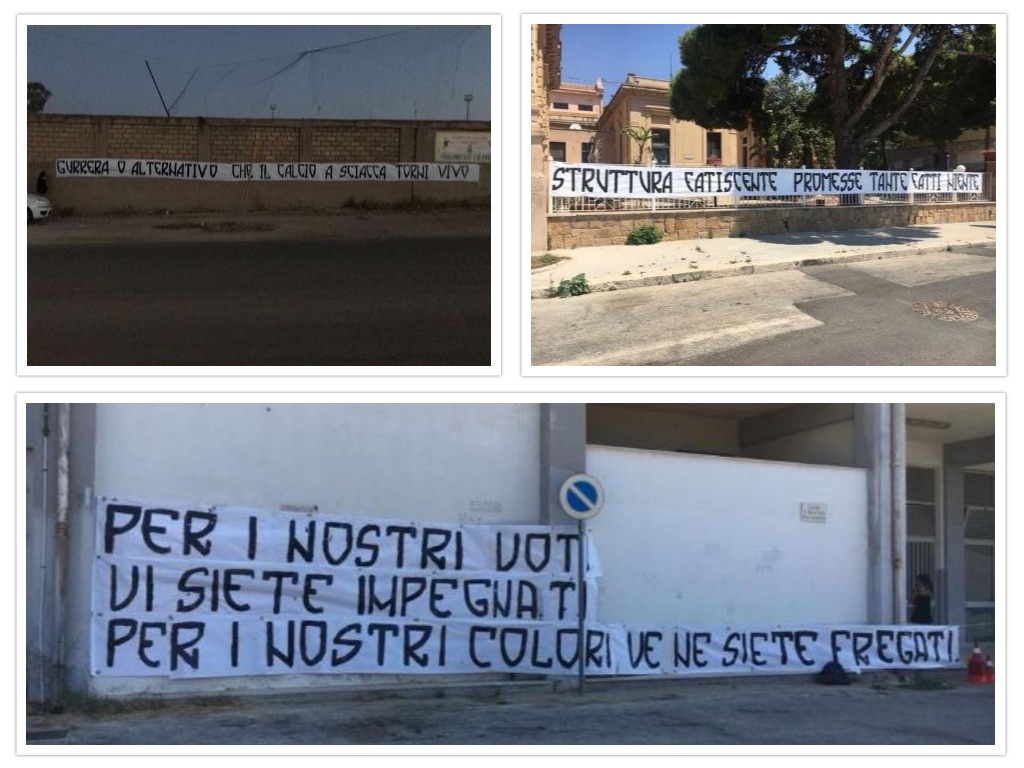 Striscioni contro l'amministrazione, gli ultras verdenero protestano per la chiusura degli impianti sportivi