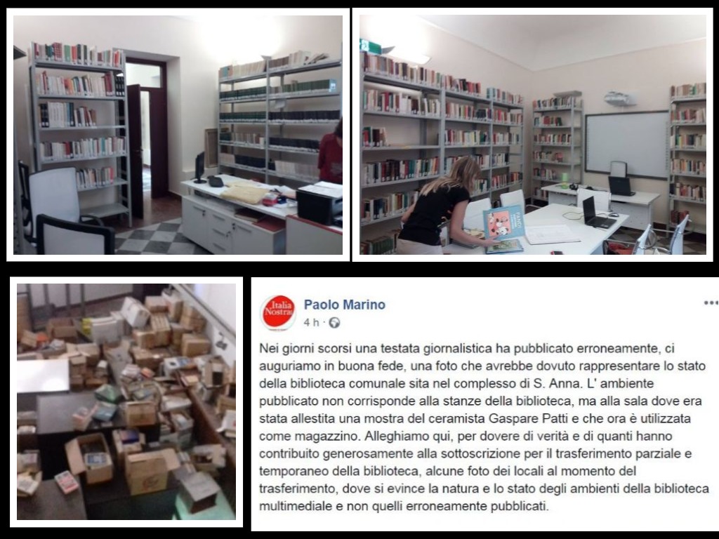 Italia Nostra "rimprovera" Risoluto.it: "Quella foto non è la Biblioteca". E allora quei libri che ci fanno per terra?