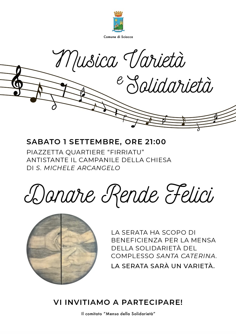Serata di musica e varietà sabato sera con raccolta fondi per la Mensa della Solidarietà