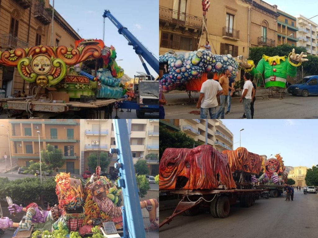 In corso il montaggio dei tre carri allegorici, i riti del Carnevale di Sciacca rivivono in un inedito settembre