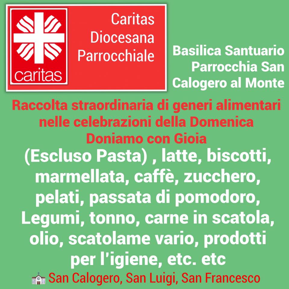Oggi raccolta di generi alimentari della parrocchia di San Calogero, a Sciacca, per aiutare famiglie della città in difficoltà economiche