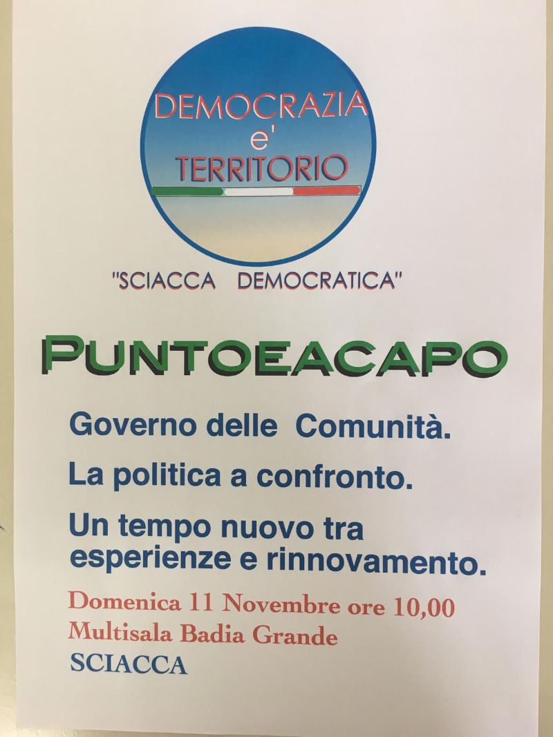 Domani a Sciacca incontro promosso da Nuccio Cusumano con "Democrazia è Territorio"