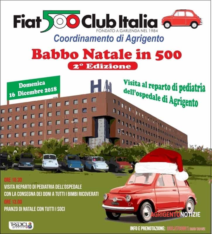 Visita speciale al reparto di pediatria del San Giovanni Di Dio, Babbo Natale in 500