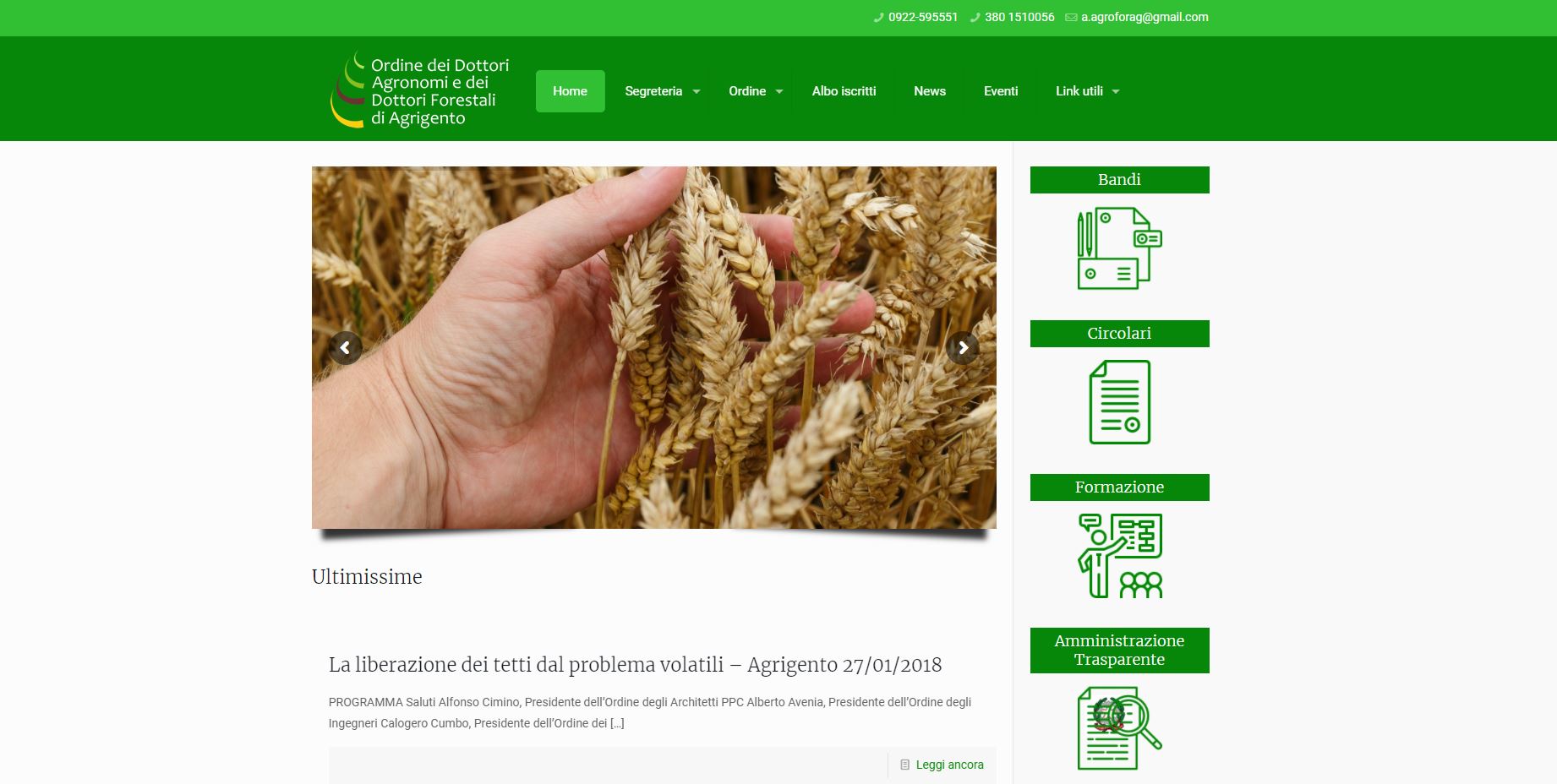 Incontro formativo per gli Agronomi e i dottori forestali ad Agrigento