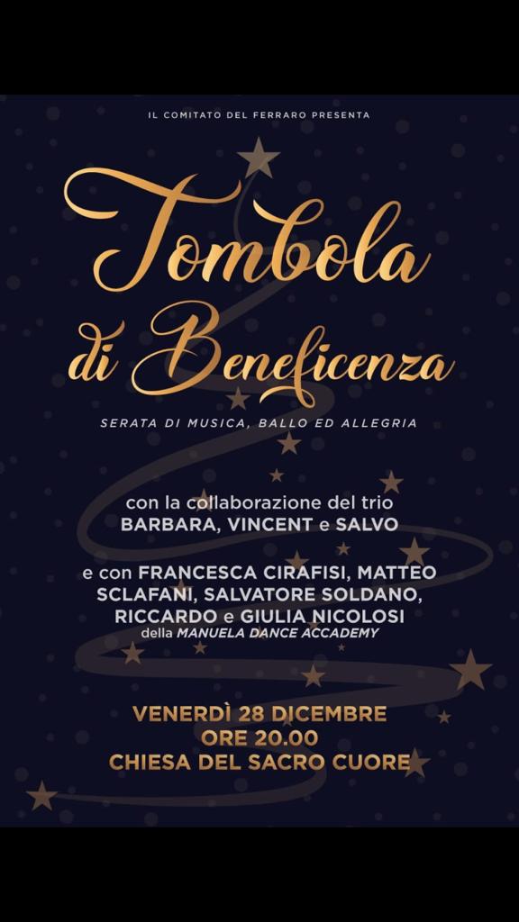 Il Comitato del Quartiere Ferraro organizza una Tombola di beneficenza, ricavato alla Mensa dei Poveri di Sciacca