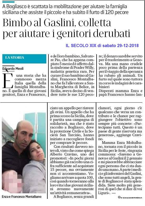Bogliasco, un comune della Liguria, si mobilita per acquistare 100 pecore per la famiglia Montalbano