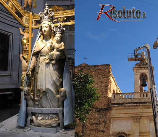 Lavori in corso nella chiesa di Sant'Agostino, a Sciacca, in vista della processione del "Voto"