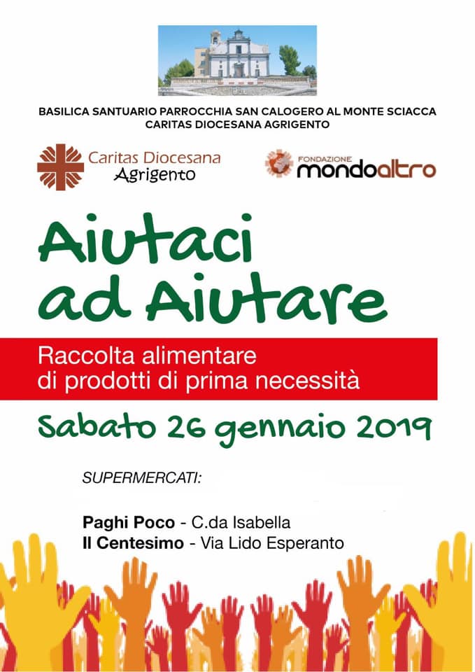 "Aiutaci ad aiutare", domani a Sciacca raccolta di generi alimentari da parte degli operatori Caritas per le famiglie della città