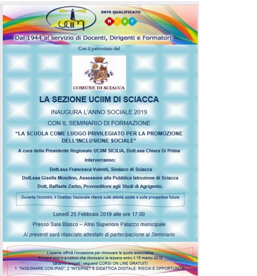“La scuola come luogo privilegiato per la promozione dell’inclusione sociale”: seminario di formazione, domani, al comune di Sciacca