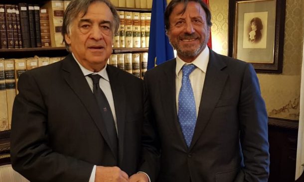 Rocco Forte in visita da Leoluca Orlando: " Nutro emozione e orgoglio per il progetto Villa Igea"