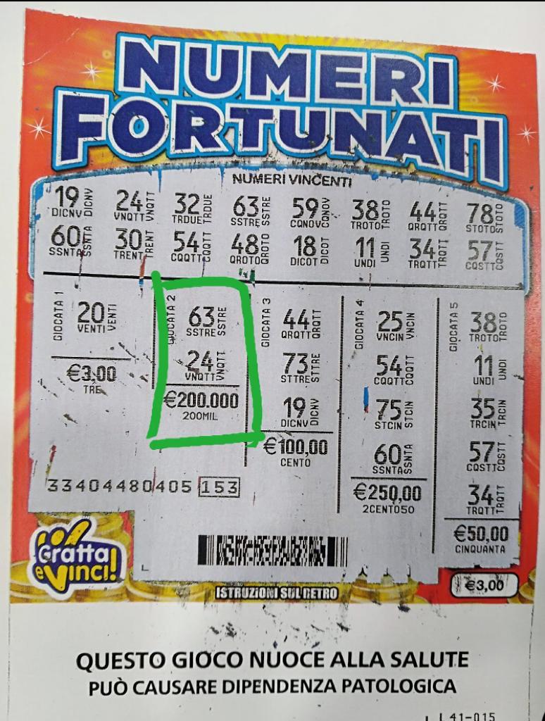 Duecento mila euro vinti alla Tabaccheria Cottone con un Gratta e Vinci, la dea bendata sceglie ancora la ricevitoria dove nel 2016 erano stati vinti 2 milioni e mezzo