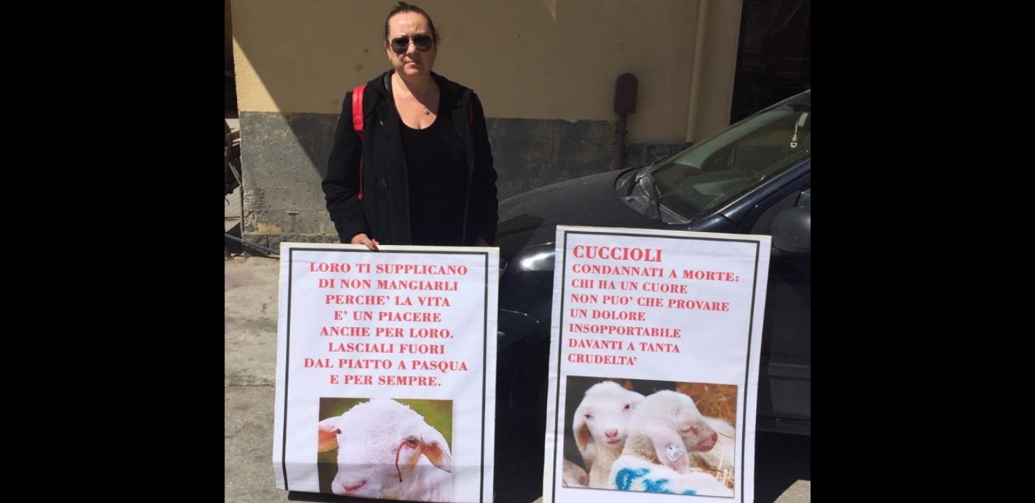 “Lasciali fuori dal piatto a Pasqua e per sempre”, animalista nella via Mazzini di Sciacca