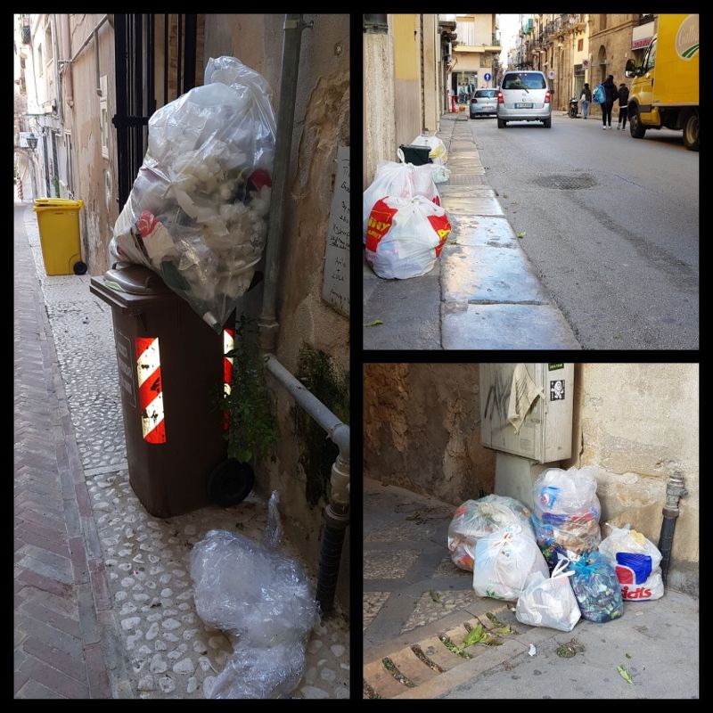 Oggi a Sciacca niente raccolta dei rifiuti, ma c'è chi se ne frega e lascia la spazzatura per strada