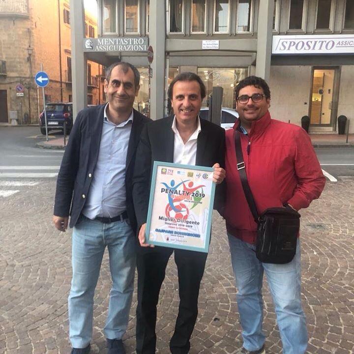 Gaspare Bonsignore premiato oggi ad Enna come miglior dirigente dei campionati di calcio di Prima Categoria