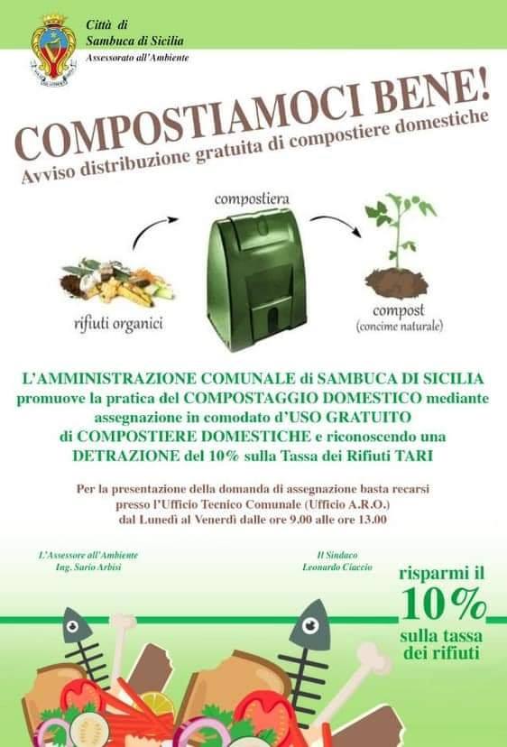 A Sambuca il Comune distribuisce compostiere domestiche con sconto del 10% sulla tassa rifiuti