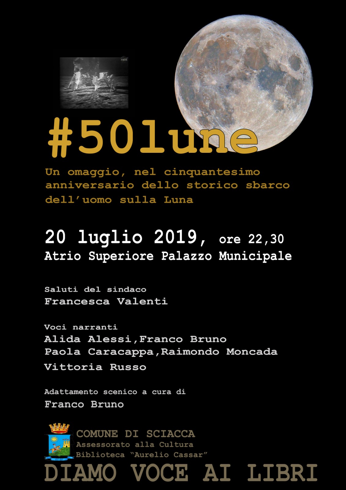 #50 lune: poesia, suggestioni e storia stasera nell’atrio superiore del Comune