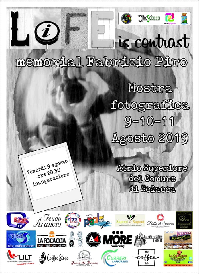 “Life is contrast – memorial Fabrizio Piro”, mostra fotografica al Comune di Sciacca dal 9 all'11 agosto