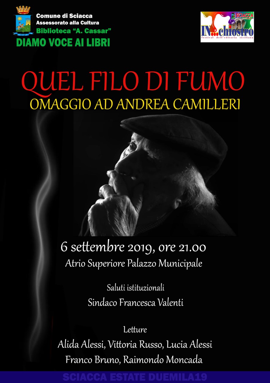 Omaggio a Camilleri, venerdì serata nell'atrio dedicata allo scrittore empedoclino