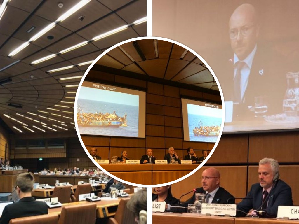 Il procuratore aggiunto Salvatore Vella primo relatore a Vienna in occasione dell'incontro  "Smuggling - traffico  di migranti"