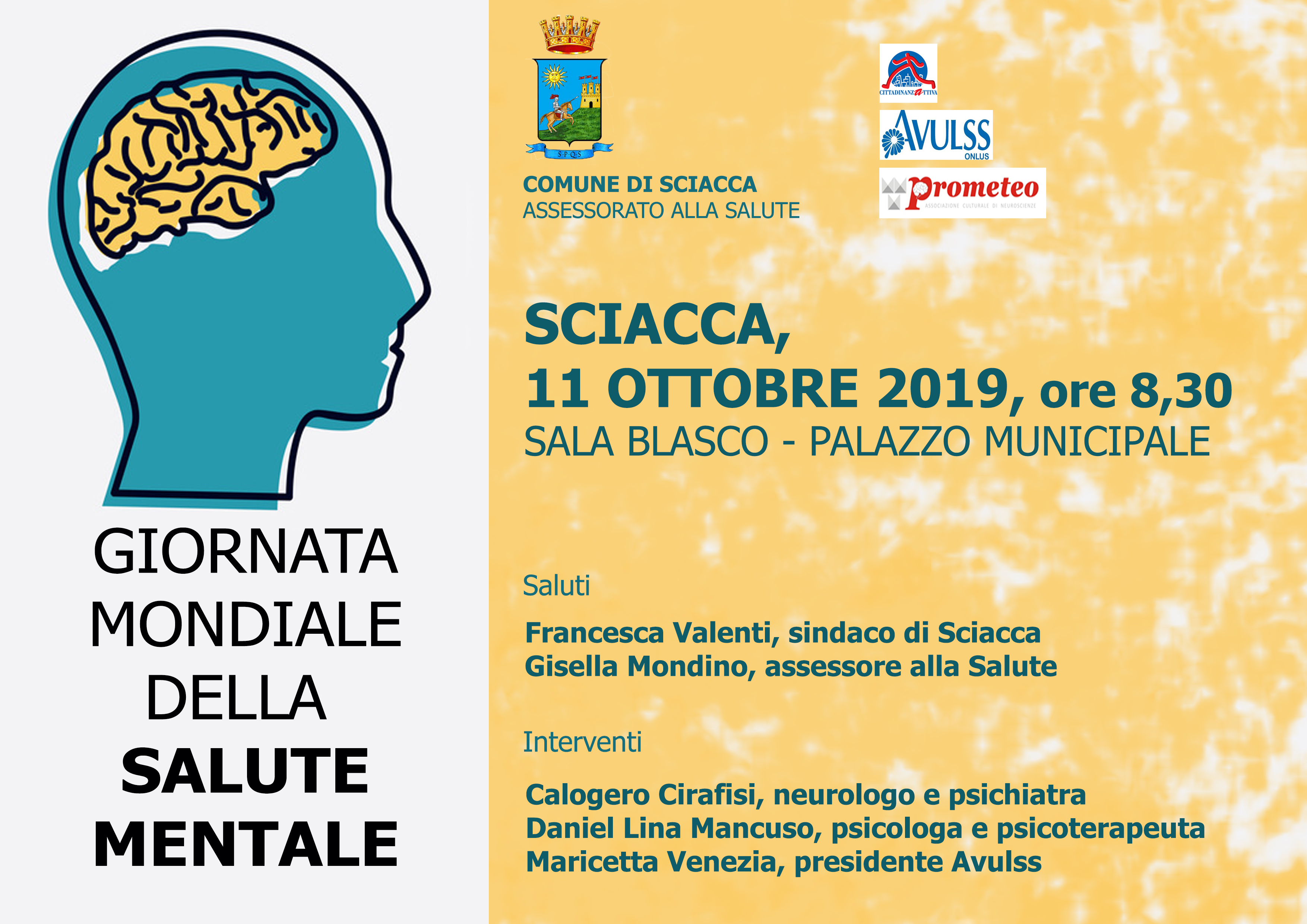 Giornata mondiale della salute mentale: domani a Sciacca un'iniziativa in Sala Blasco