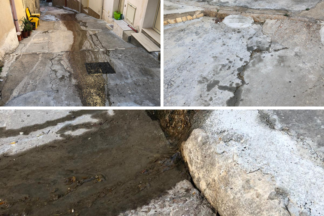 Sciacca, acqua fognaria scorre da via Santa Venera e arrivano le lamentele dei residenti