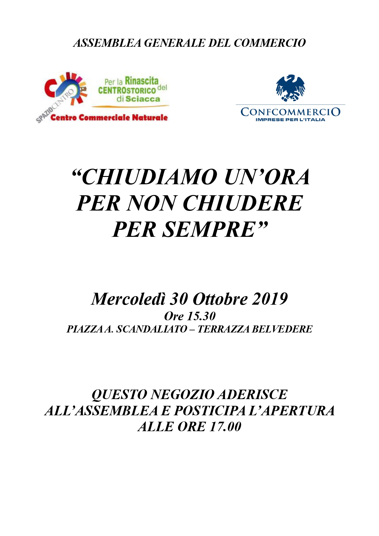Commercianti del centro storico si organizzano in un sit-in di protesta:"Chiudiamo un'ora per non chiudere per sempre"