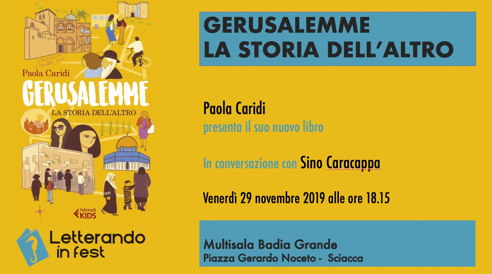 Paola Caridi presenta il suo nuovo libro su Gerusalemme al Multisala Badia Grande, converserà con lei l'assessore Caracappa