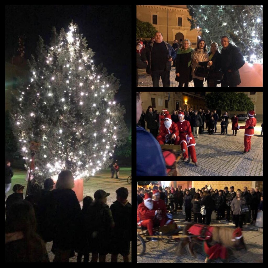 Menfi in festa questa sera con l'accensione dell'albero ed i Babbo Natale in piazza