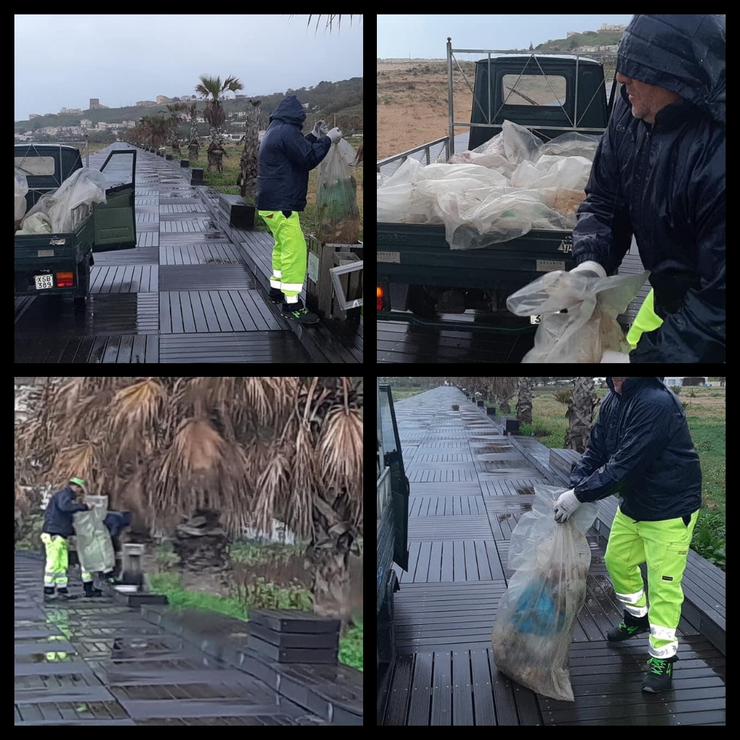 A Menfi la pioggia non blocca i lavori di pulizia dei luoghi frequentati dai turisti, oggi intervento a Porto Palo