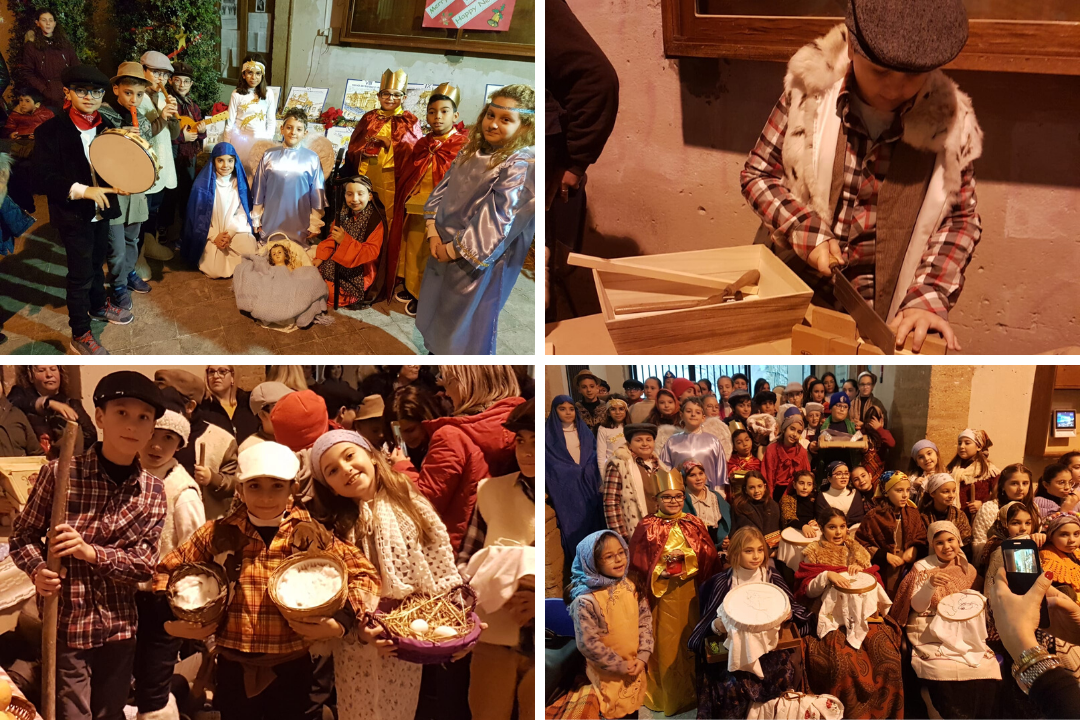Sciacca, grande partecipazione al presepe vivente realizzato dagli alunni della Mariano Rossi all'atrio superiore del comune