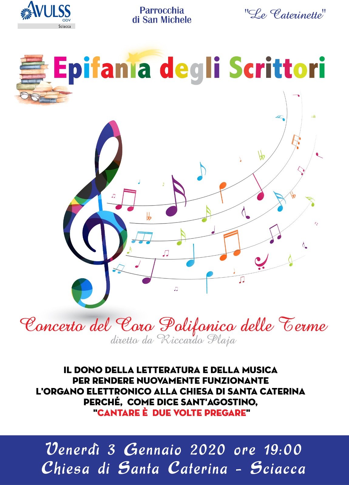 Epifania degli scrittori, concerto di beneficenza per rimettere in funzione l'organo della chiesa di Santa Caterina