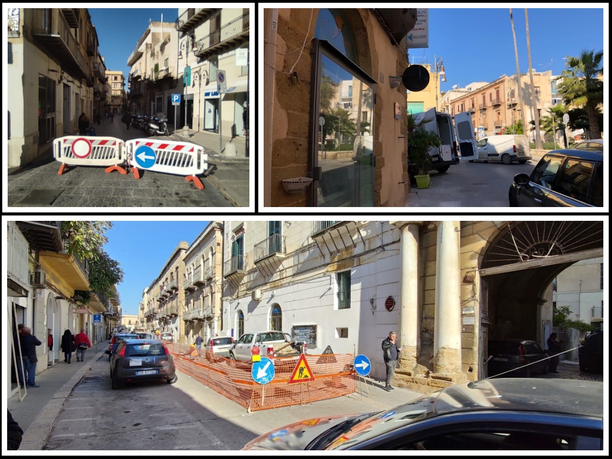 Viabilità precaria in centro per cantieri in corso, chiuse parte di via Licata e Corso Vittorio Emanuele