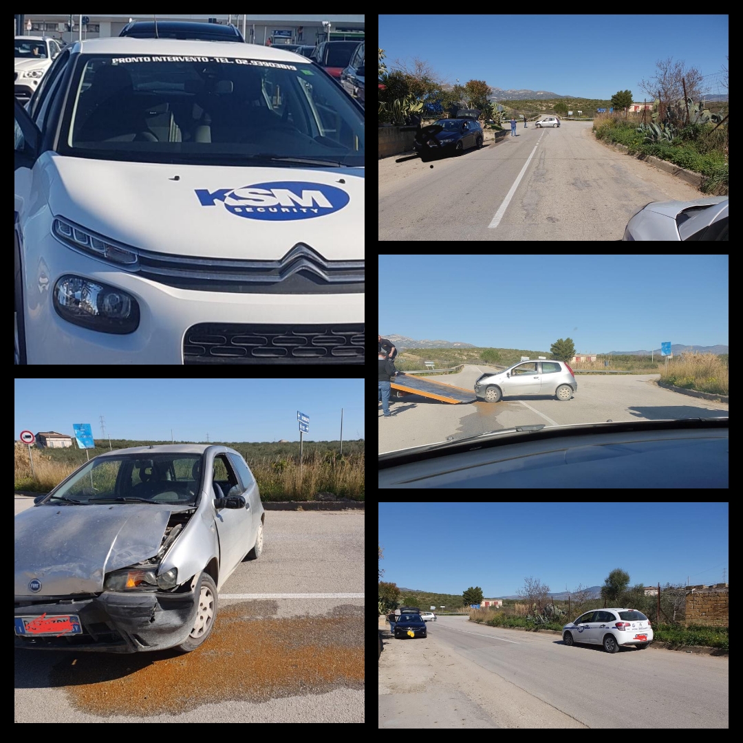 Scontro fra due auto al bivio Martusa in territorio di Caltabellotta, una guardia giurata regola il traffico