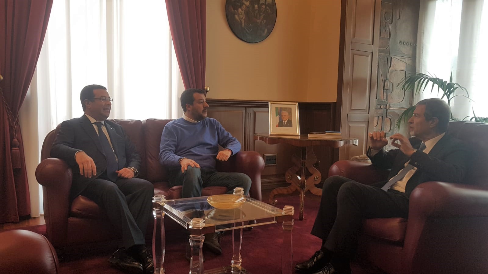 Musumeci riceve Salvini a Palazzo Orleans