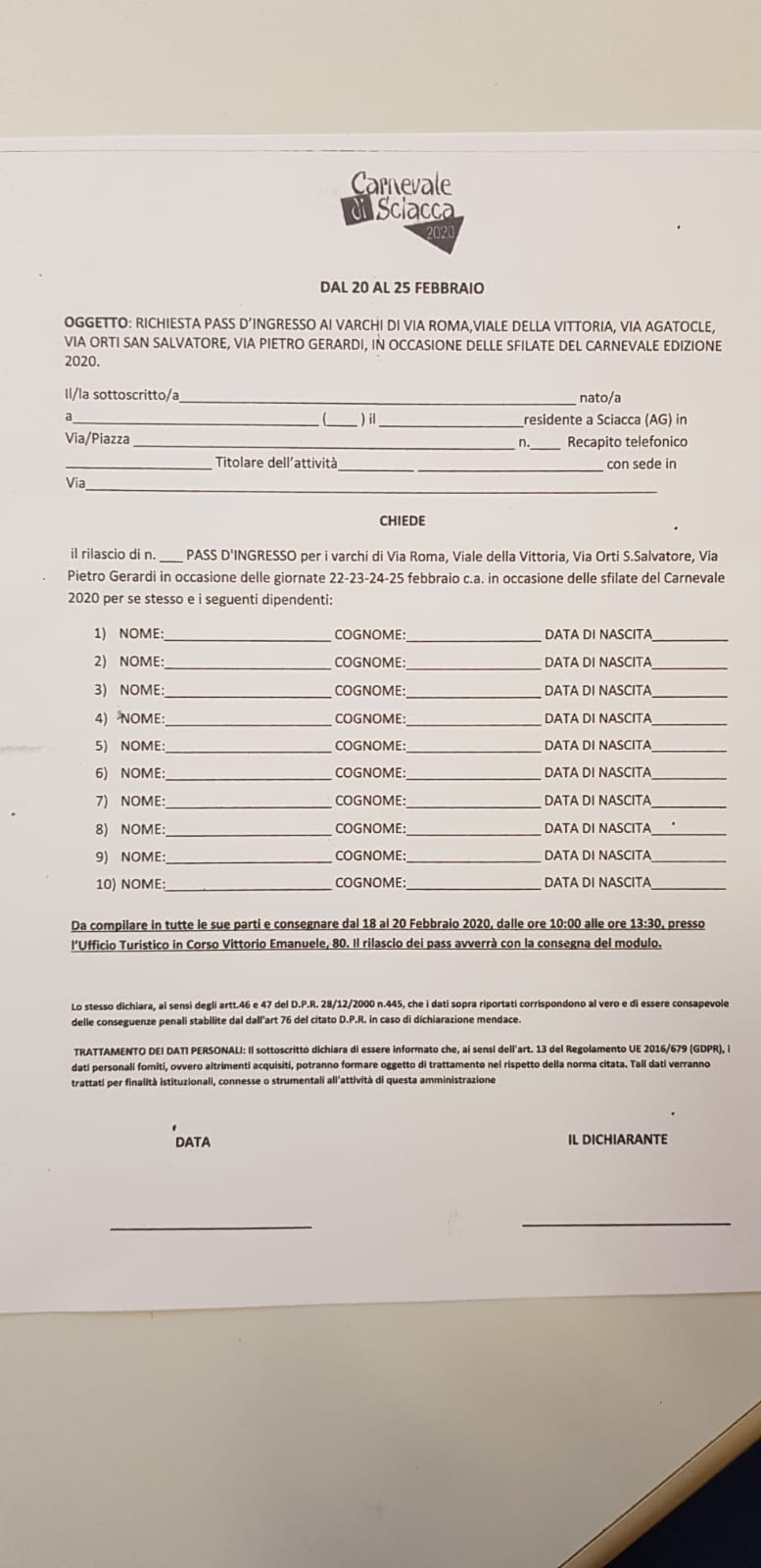 Ticket d’ingresso al Carnevale, la Futuris dirama ulteriori dettagli