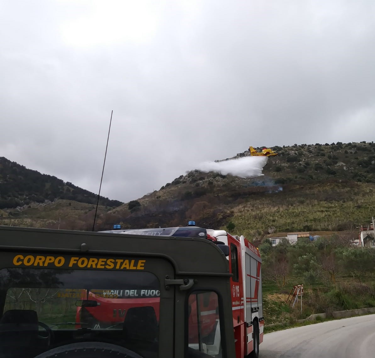 Anche gli incendi in quest'inverno caldo, il Corpo Forestale della Regione oggi spegne due roghi nel Palermitano