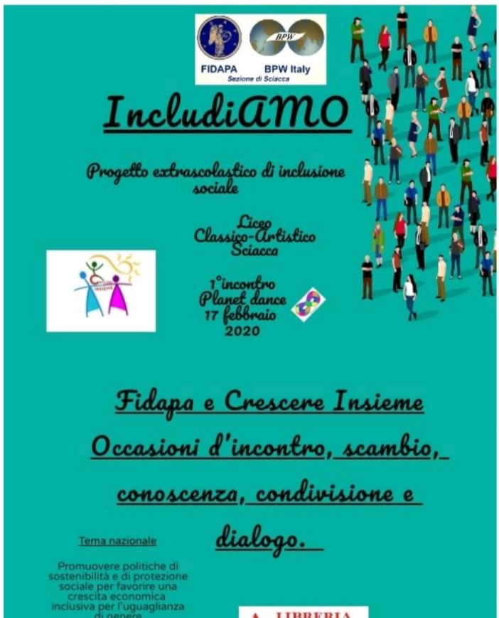 Un progetto di inclusione sociale di Fidapa e Crescere Insieme da oggi al liceo Fazello di Sciacca