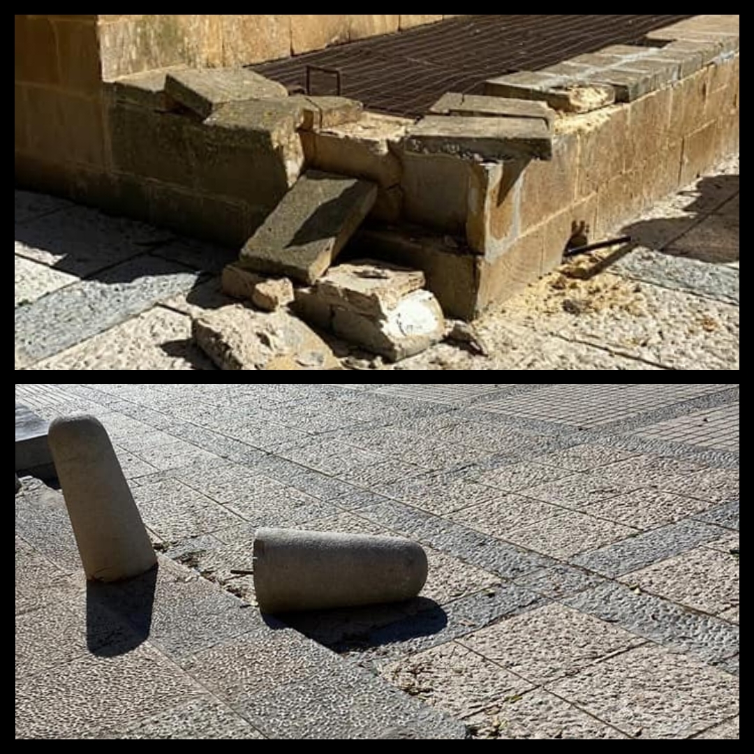Vandali in azione nella piazza Vittorio Emanuele di Menfi, la reazione di Viviani: "Bisogna rispettare l'ambiente che ci circonda"